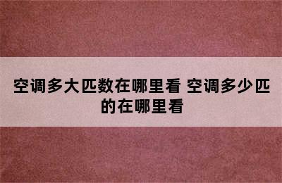 空调多大匹数在哪里看 空调多少匹的在哪里看